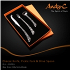 Andy C Elephant Range Cheese knife, pickle fork & olive spoon